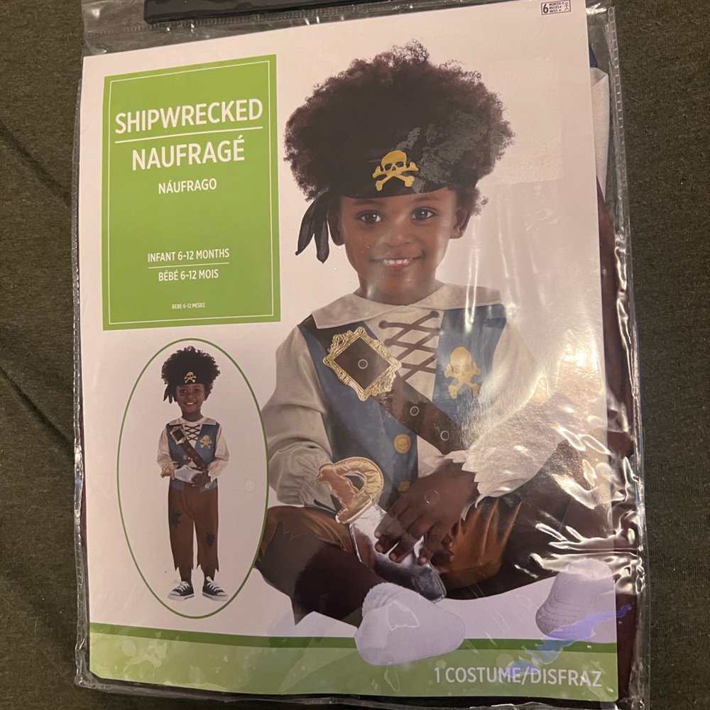 NWT Shipwrecked Pirate Costume for Kids, 6-12m